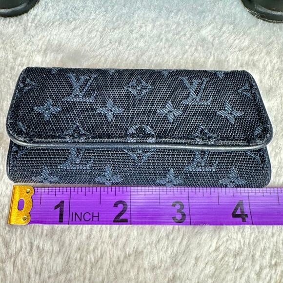 Louis Vuitton Denim key cles 4 Key holder fob keychain Excellent!! - Picture 11 of 12